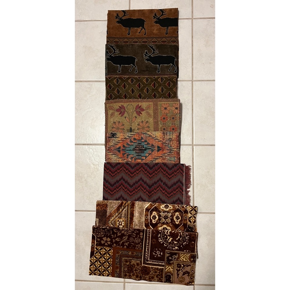 Bundle of 8 Assorted Upholstery Fabric Pieces